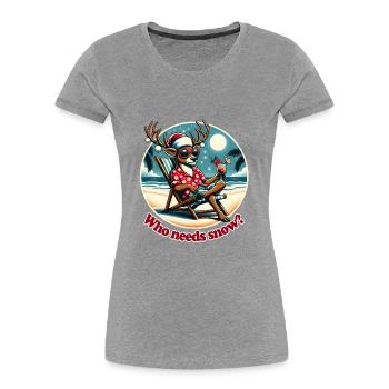 Vacances à Noël, rennes frais sur la plage - T-shirt bio Premium Femme - bleu marine - Devant - Mia (176cm)