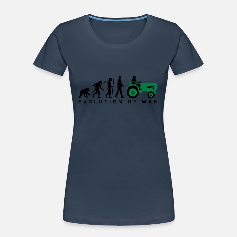 evolution_bauer_mit_traktor_032013_a_2c - Frauen Premium Bio T-Shirt - Navy