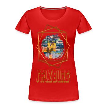 Salzbourg Autriche Skyline City Home Amour - T-shirt bio Premium Femme - bleu marine - Devant - Mia (176cm)