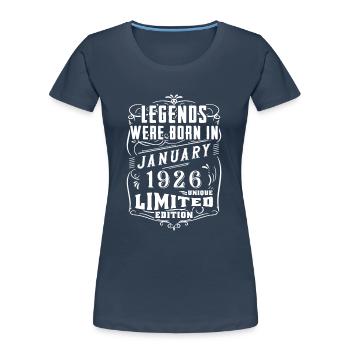 Birthday January 1926 Year Limited Edition - Women's Premium Organic T-Shirt - navy - Front - Mia (176cm)