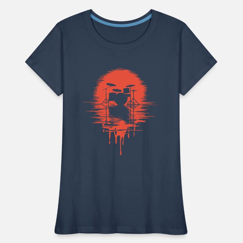 Drumset Silhouette Drums with Reflection Women's Premium Organic T-Shirt