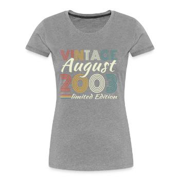 Aout 2003 Vintage Rétro Cadeau D’anniversaire - T-shirt bio Premium Femme - bleu marine - Devant - Mia (176cm)