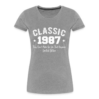 Born 1987 Vintage Classic Anniversary Gift 1987 - Women's Premium Organic T-Shirt - navy - Front - Mia (176cm)