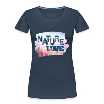 Nature Love Flower - Frauen Premium Bio T-Shirt - Navy - Vorne - Mia (176cm)