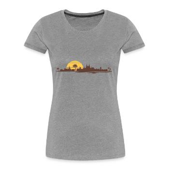 Skyline - Palma de Mallorca - Frauen Premium Bio T-Shirt - Navy - Vorne - Mia (176cm)