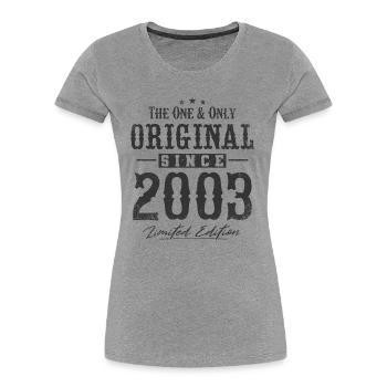Original since 2003 - Women's Premium Organic T-Shirt - navy - Front - Mia (176cm)