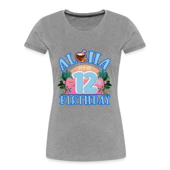 Aloha C’est mon 12ème anniversaire Noix de - T-shirt bio Premium Femme - bleu marine - Devant - Mia (176cm)