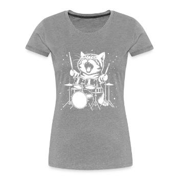 Rock Music Cat Funny Humor Gift Idea - Women's Premium Organic T-Shirt - navy - Front - Mia (176cm)