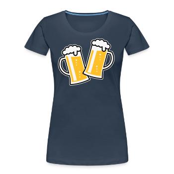 2 Maßkrüge Stoßen An (Bier / Bierseidel / 3C) - Frauen Premium Bio T-Shirt - Navy - Vorne - Mia (176cm)