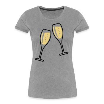 2 Glasses Of Sparkling Wine (Oval / Closed / 2C) - Women's Premium Organic T-Shirt - navy - Front - Mia (176cm)