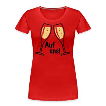 XAuf Uns! 2 Sektgläser (Sekt / Oval / Zu / 2C) - Frauen Premium Bio T-Shirt - Navy - Vorne - Mia (176cm)