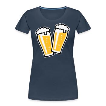 XDoppelter Willie (3) - Frauen Premium Bio T-Shirt - Navy - Vorne - Mia (176cm)