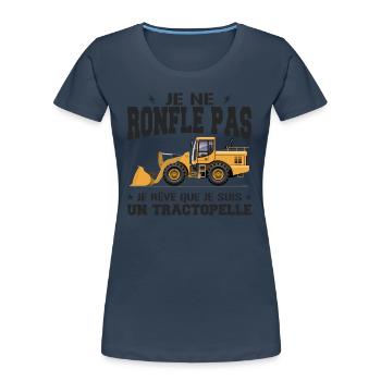 Engin de chantier Tractopelle Ronfler - T-shirt bio Premium Femme - bleu marine - Devant - Mia (176cm)
