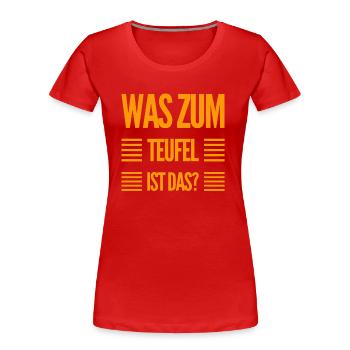 was ist das? - Frauen Premium Bio T-Shirt - Navy - Vorne - Mia (176cm)