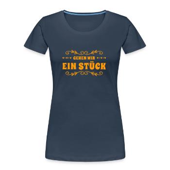 lass uns ein Stück gehen - Frauen Premium Bio T-Shirt - Navy - Vorne - Mia (176cm)