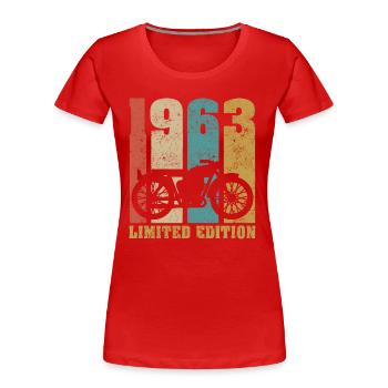 Vintage Moto 1963 Rétro Cadeau D'anniversaire - T-shirt bio Premium Femme - bleu marine - Devant - Mia (176cm)