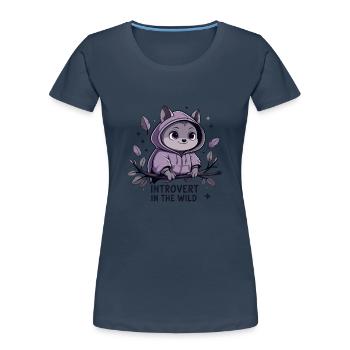 Introvertiert im Freien – Tier im Hoodie - Frauen Premium Bio T-Shirt - Navy - Vorne - Mia (176cm)