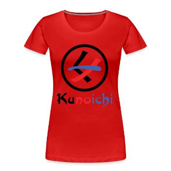 Female Ninja Kunoichi くノ一 - Women's Premium Organic T-Shirt - navy - Front - Mia (176cm)