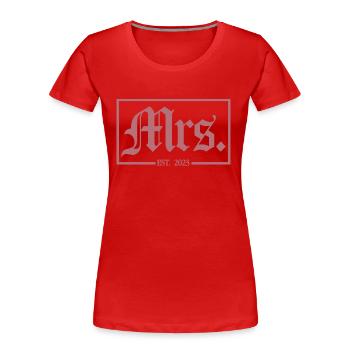 Mrs. Est. 2023 Verlobung Brautparty Hochzeit - Frauen Premium Bio T-Shirt - Navy - Vorne - Mia (176cm)