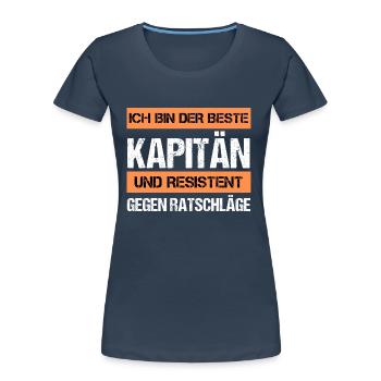 Capitaine résistant - T-shirt bio Premium Femme - bleu marine - Devant - Mia (176cm)