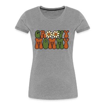 Retro Groovy Mommy Matching Family Baby Shower - T-shirt bio Premium Femme - bleu marine - Devant - Mia (176cm)