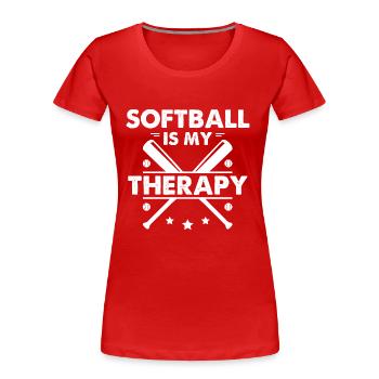 Le softball est ma thérapie - T-shirt bio Premium Femme - bleu marine - Devant - Mia (176cm)