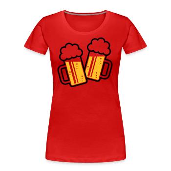 2 Maßkrüge Stoßen An, Prosit! (Bier Maßkrug / 2C) - Frauen Premium Bio T-Shirt - Navy - Vorne - Mia (176cm)