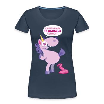 Einhorn Flamingo gemacht - Frauen Premium Bio T-Shirt - Navy - Vorne - Mia (176cm)