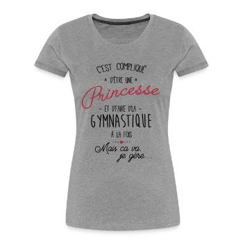 princesse et Gymnastique - T-shirt bio Premium Femme - bleu marine - Devant - Mia (176cm)