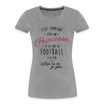 princesse et Football - T-shirt bio Premium Femme - bleu marine - Devant - Mia (176cm)