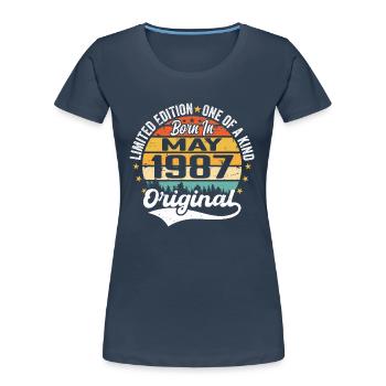 Mai 1987 Geburtstagsgeschenk geboren im Mai 1987 - Frauen Premium Bio T-Shirt - Navy - Vorne - Mia (176cm)