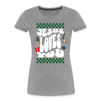 Jesus loves You - Christians Retro Ugly Christmas - Women's Premium Organic T-Shirt - navy - Front - Mia (176cm)