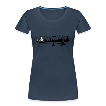 istanbul Silhouette - Frauen Premium Bio T-Shirt - Navy - Vorne - Mia (176cm)
