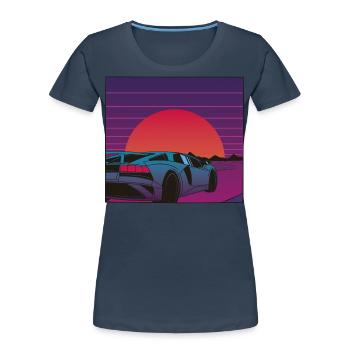 Supercar Act for your dreams Traumauto Sunrise - Frauen Premium Bio T-Shirt - Navy - Vorne - Mia (176cm)
