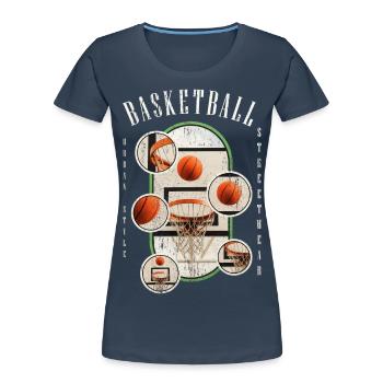 Basketball Basketballer Korb Dunking Sport Vintage - Frauen Premium Bio T-Shirt - Navy - Vorne - Mia (176cm)