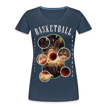 Basketteur Basketteur Dunking Sport Vintage - T-shirt bio Premium Femme - bleu marine - Devant - Mia (176cm)
