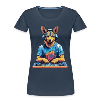 DJ Schäferhund Musik Party Hunde Design - Frauen Premium Bio T-Shirt - Navy - Vorne - Mia (176cm)