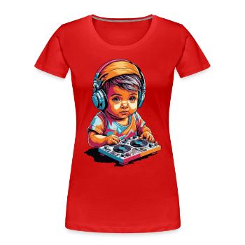 Lustiges DJ als Baby Musik Kind Mischpult Party - Frauen Premium Bio T-Shirt - Navy - Vorne - Mia (176cm)