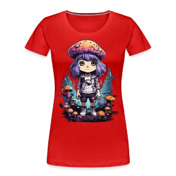 Kawaii Chibi Pilz Mädchen Goth Pastel Design - Frauen Premium Bio T-Shirt - Navy - Vorne - Mia (176cm)