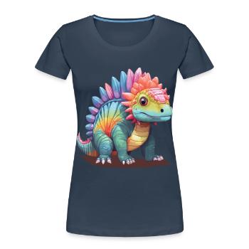 Pastel Stegosaurus Dinosaur for Kids - Women's Premium Organic T-Shirt - navy - Front - Mia (176cm)