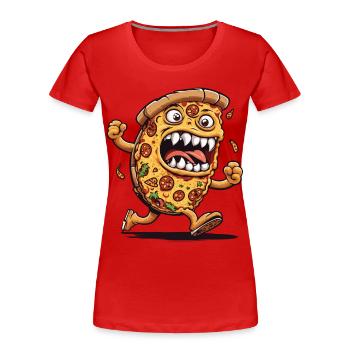 Halloween Pizza Horreur Cartoon Film Soirée Plaisir - T-shirt bio Premium Femme - bleu marine - Devant - Mia (176cm)