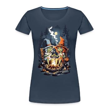 Witches Campfire Halloween Cartoon Kids - Women's Premium Organic T-Shirt - navy - Front - Mia (176cm)
