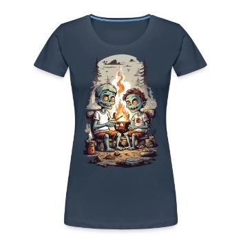 Zombie Camping Halloween Enfants Dessin Animé - T-shirt bio Premium Femme - bleu marine - Devant - Mia (176cm)