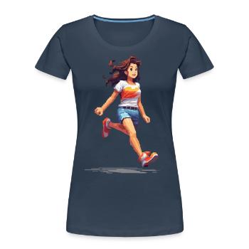 Retro Gamer Pixel Vintage Gaming Fun Design - Women's Premium Organic T-Shirt - navy - Front - Mia (176cm)