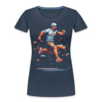 Retro Gamer Pixel Kunst Vintage Videospiel - Frauen Premium Bio T-Shirt - Navy - Vorne - Mia (176cm)