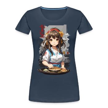 Anime Okonomiyaki Kochendes Manga Mädchen - Frauen Premium Bio T-Shirt - Navy - Vorne - Mia (176cm)