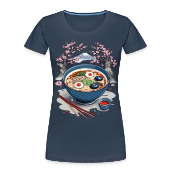 Japanische Ramen Ukiyo-E Vintage Kunst Design - Frauen Premium Bio T-Shirt - Navy - Vorne - Mia (176cm)