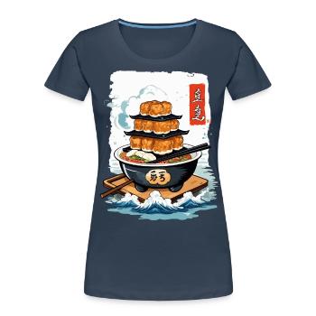 Asiatisches Essen Kanji Zeichen Aesthetic Design - Frauen Premium Bio T-Shirt - Navy - Vorne - Mia (176cm)
