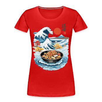 Japan Tea Time Ukiyo-E Retro Cake Artwork - Women's Premium Organic T-Shirt - navy - Front - Mia (176cm)