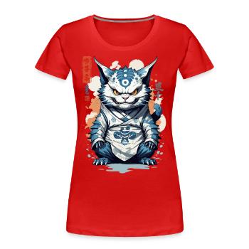 Yokai Cat Ukiyo-E Vintage Streetwear Cat Style - Women's Premium Organic T-Shirt - navy - Front - Mia (176cm)